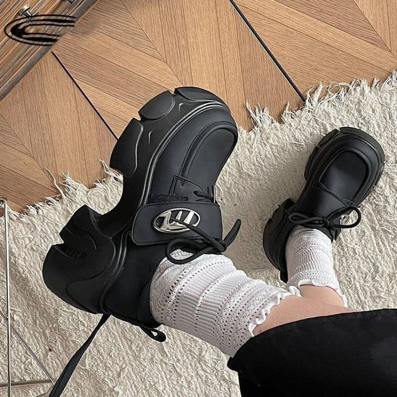 2026 Spring and Autumn New Casual Platform Chunky Sole Women's Shoes Versatile Leather Shoes 2026 Spring and Autumn New Casual Platform Chunky Sole Women's Shoes Versatile Leather Shoes