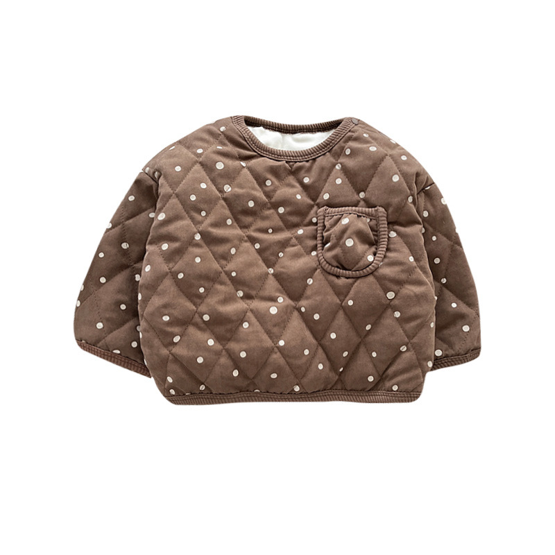 Niñas coreanas de invierno con suéter de terciopelo nuevo bebé punto de onda de aire extranjero grueso chaqueta ropa caliente para bebé