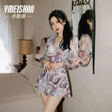 亦美珊长袖游泳衣女士款成人遮肉显瘦高级感保守连体2024新款泳装