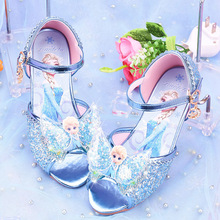 女童高跟涼鞋2022新款冰雪奇緣公主鞋小女孩兒童高跟鞋愛莎表演鞋