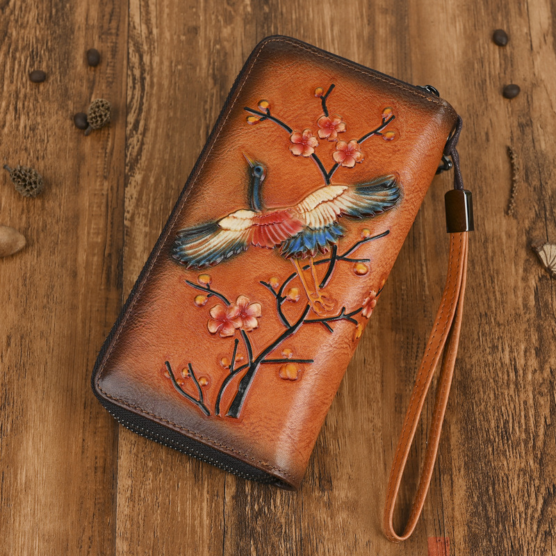 New Genuine Leather Anti-Theft Wallet for Women, Hand-Rubbed Retro Zipper Bag, First-Layer Cowhide Clutch Bag for Women, European and American Style New Genuine Leather Anti-Theft Wallet for Women, Hand-Rubbed Retro Zipper Bag, First-Layer Cowhide Clutch Bag for Women, European and American Style