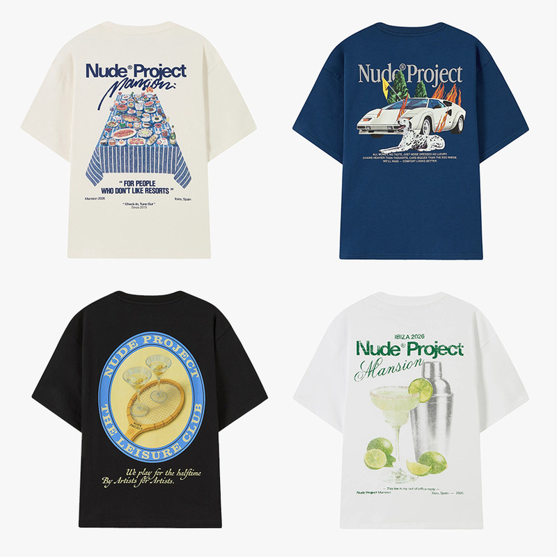 nudeproject 26SS Spring/Summer New Unisex 100% Cotton Short Sleeve T-Shirt Loose Fit Couple Tee nudeproject 26SS Spring/Summer New Unisex 100% Cotton Short Sleeve T-Shirt Loose Fit Couple Tee