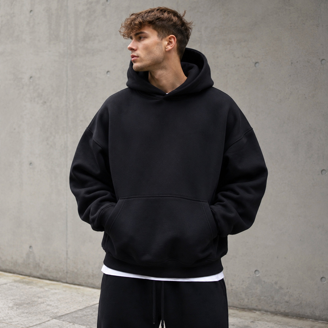 Drop-shoulder hooded sweatshirt, heavy fleece, loose oversize, trendy brand hoodie, unisex, cross-border supply, can be printed