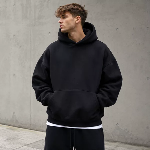 Drop-shoulder hooded sweatshirt, heavy fleece, loose oversize, trendy brand hoodie, unisex, cross-border supply, can be printed