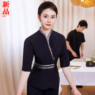 Catering Waiter Work Clothes Summer Short-Sleeved Women's Chinese Classy Hotel Restaurant Hot Pot Restaurant Staff Uniform Suit