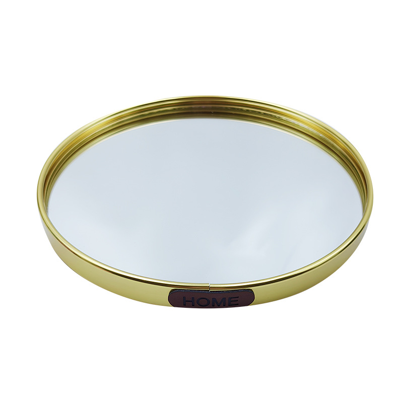 Nueva bandeja redonda de metal espejo simple dormitorio de niñas placa de exhibición de cosméticos decoración de pose placa de trapeador