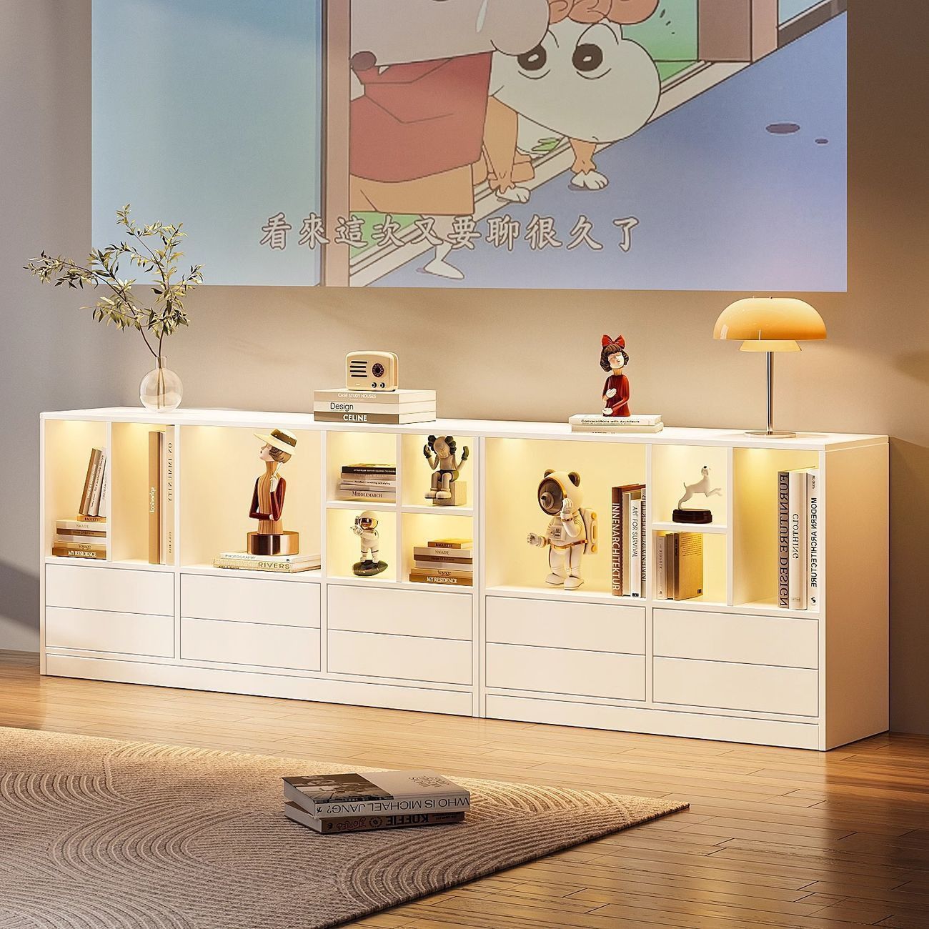 格子柜自由组合书柜书架一体靠墙架落地矮柜储物柜隔断收纳柜子