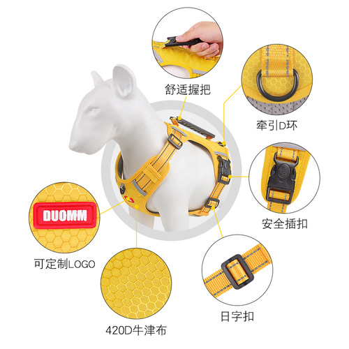 Cross-border new pet chest and back strap, anti-explosion shock large dog chest and back reflective commuting dog leash dog rope wholesale
