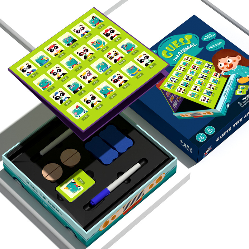 Tiktok mismo estilo adivinar quién soy juego de razonamiento lógico educativo para niños Guess personaje padre-hijo escritorio juguete de madera