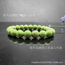 批发8mm仿松石寿山绿帝皇松亚马逊孔雀石圆珠手链弹力手串礼品