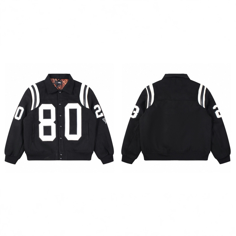 高品质跨境Stu斯图字母宽松80贴标刺绣拼接加棉夹克棒球服外套男|undefined