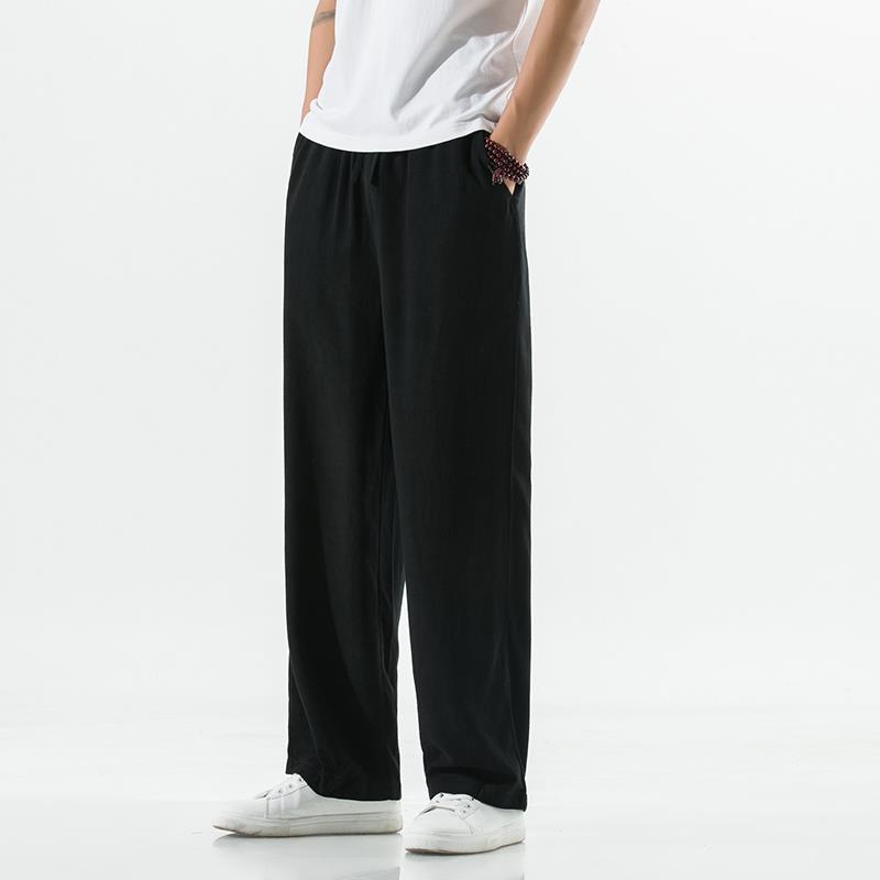 Pantalones casuales pantalones de lino finos de verano para hombres pantalones de trapeador rectos drapeados pantalones de lino de algodón suelto de tendencia de estilo chino