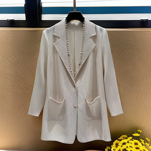 Casual Suit New Style Suit Collar Dragon Scale Pleated Long-Sleeved Women's Elegant Jacket Casual Suit Pants Women's Tops