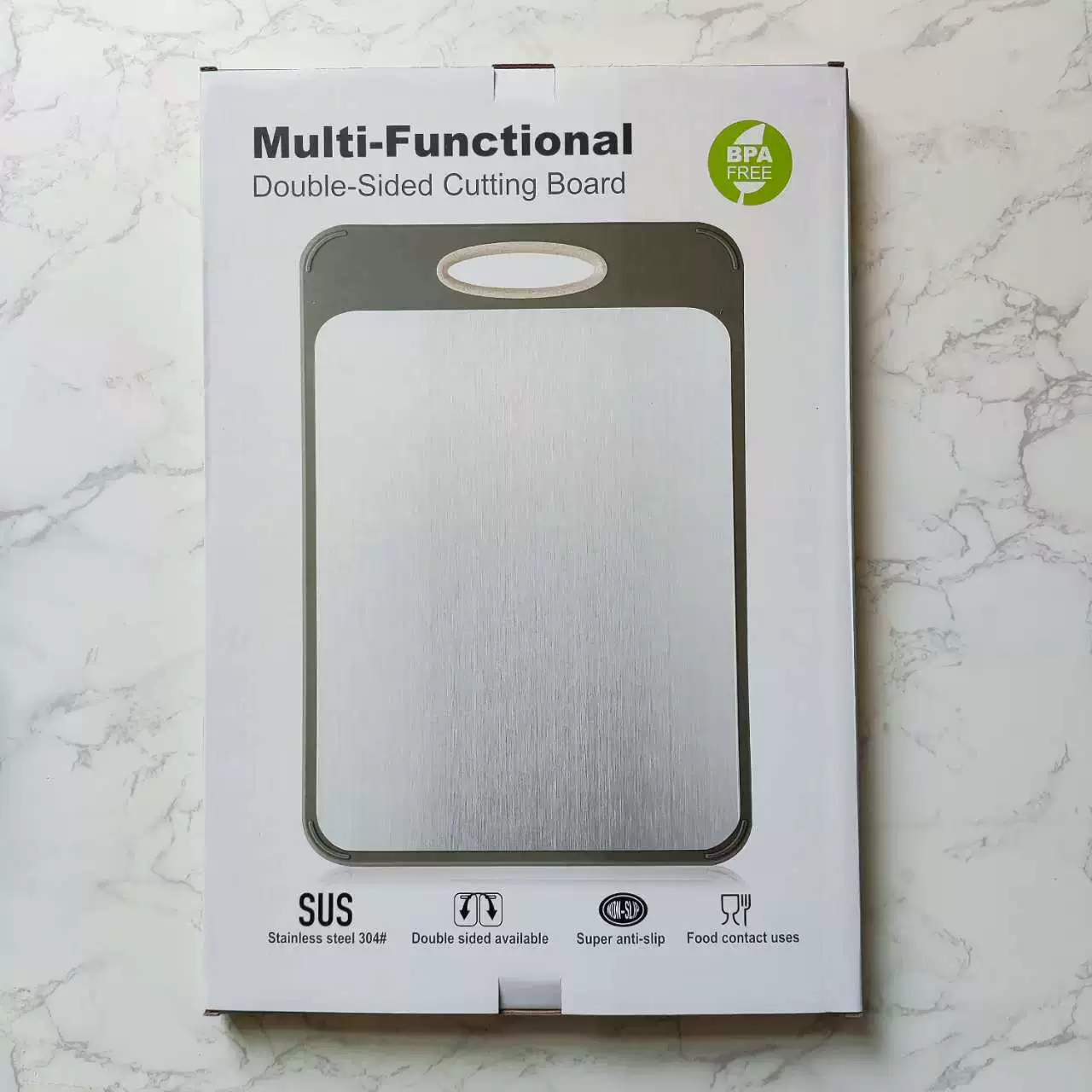 Double-sided cutting board stainless steel, Amazon, 3D