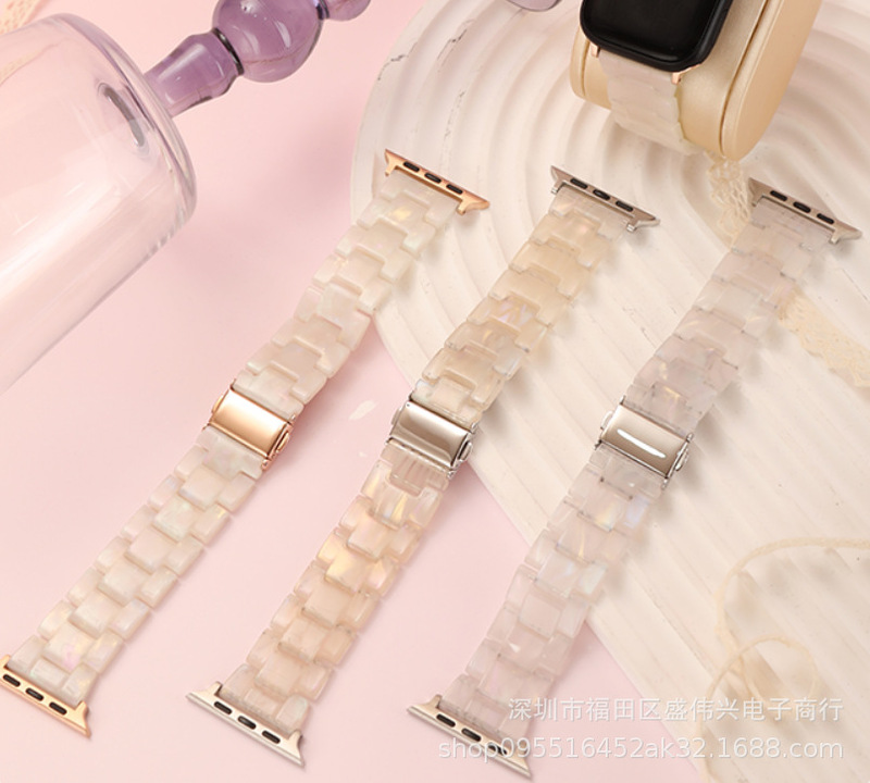 Cream white resin strap for Apple Watch applewatch8 Ultra New 1-7 generation resin women's