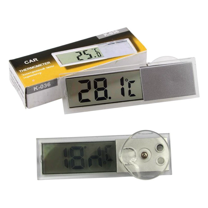 Автомобильный термометр всасывания Автомобильный термометр прозрачный жидкокристаллический дисплей внутри и снаружи K036