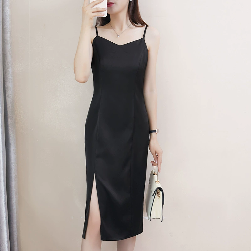 902 высокого класса с открытой вилкой подтяжка юбка черная юбка 200 кг большой размер толстый мм тонкое и нижнее платье