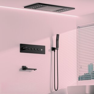 In-wall embedded concealed shower set pre-embedded canopy waterfall water digital display multi-button bathroom shower wholesale