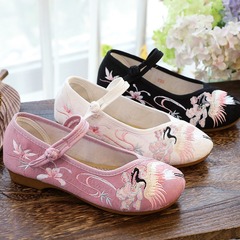 仙鶴花朵復古繡花布鞋 古裝古風鞋 春夏女單鞋學生鞋