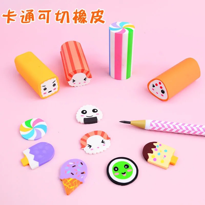 Qihao corte borrador lindo juguete sushi postre fútbol forma borrador Escuela Primaria estudiante Premio sin escombros