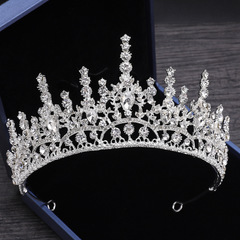 New Arrival European & American Baroque-style Fashionable Large Crown Headpiece — Bridal Birthday Crown with Elegant European Rhinestone-Inlaid Wedding Accessory