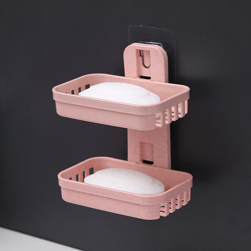 トイレの水を切って壁掛けの浴室の棚の石鹸の箱の二重の穴を開けない石鹸の箱の吸盤の石鹸の棚のアイデアを置きます。|undefined