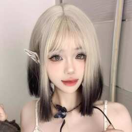 工厂货源假发女齐刘海短直发仿真发丝欧美外贸齐肩bobo头整顶头套