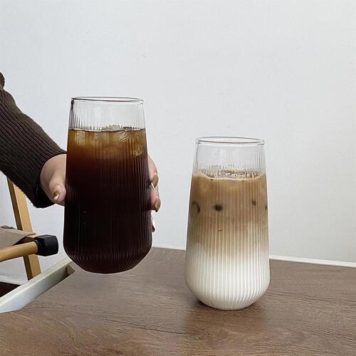 Cross-border home vertical striped milk cup transparent large capacity single-layer cup high borosilicate glass cup, heat-resistant glass cup