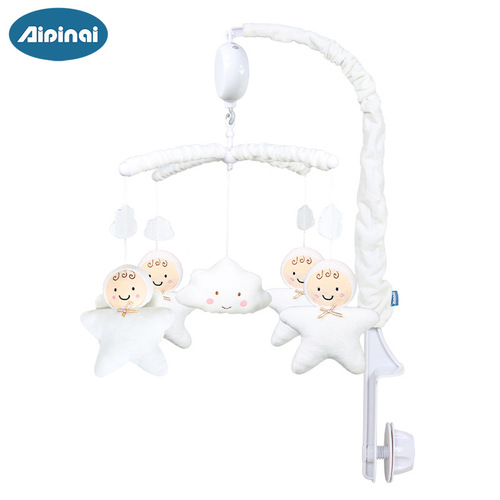 Newborn music bed bell baby hanging sleeping companion plush toy pendant baby rotatable anti-squint rattle