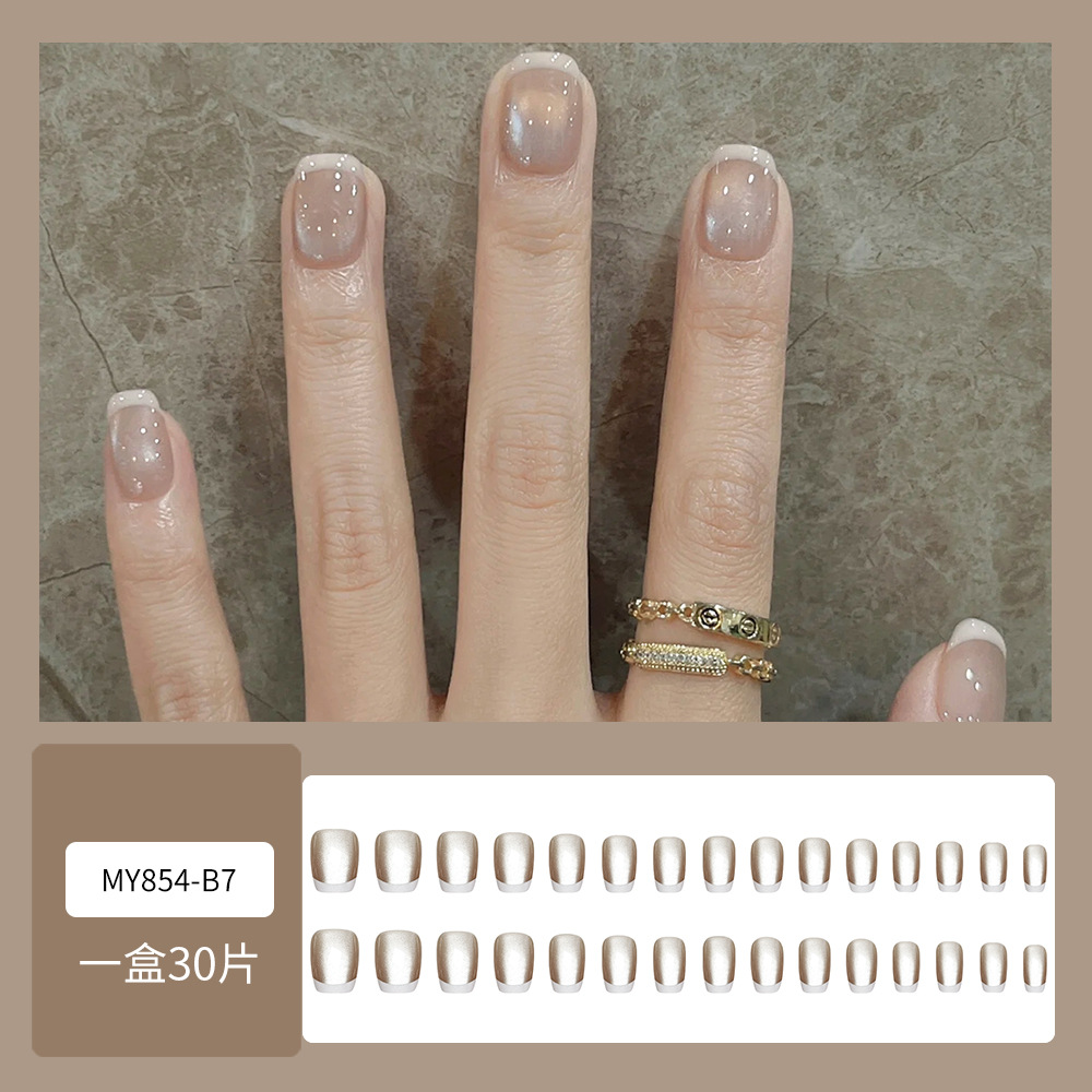 30 piezas de uñas postizas en caja, uñas de alta gama populares para llevar, puntas de uñas versátiles y de moda, gran venta al por mayor.