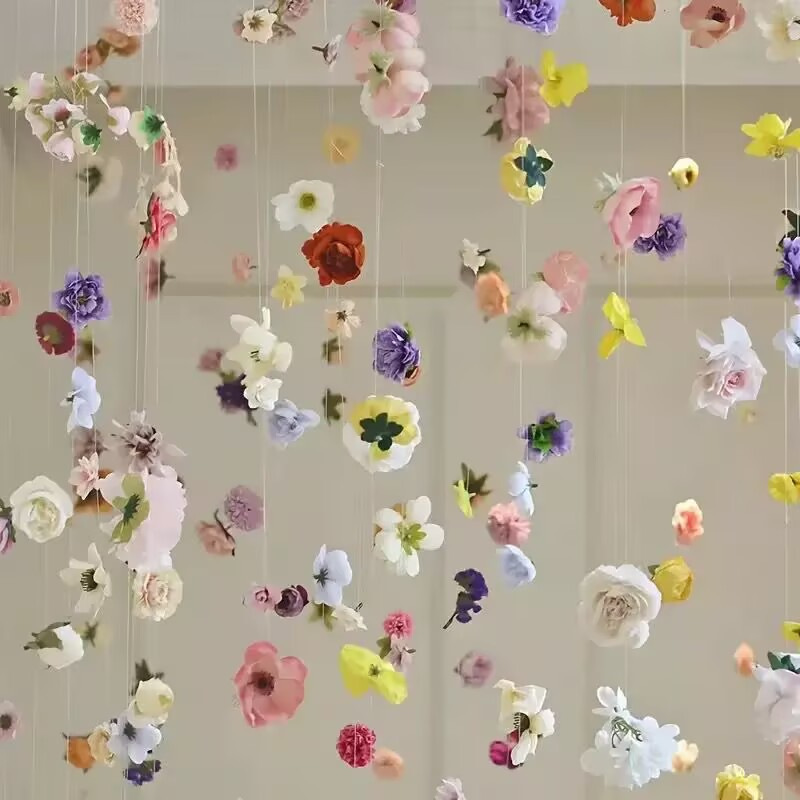 クロスボーダー手作り DIY カラフルな吊り下げ模擬花屋内装飾 DIY 革新的な花カーテンに適しています|undefined