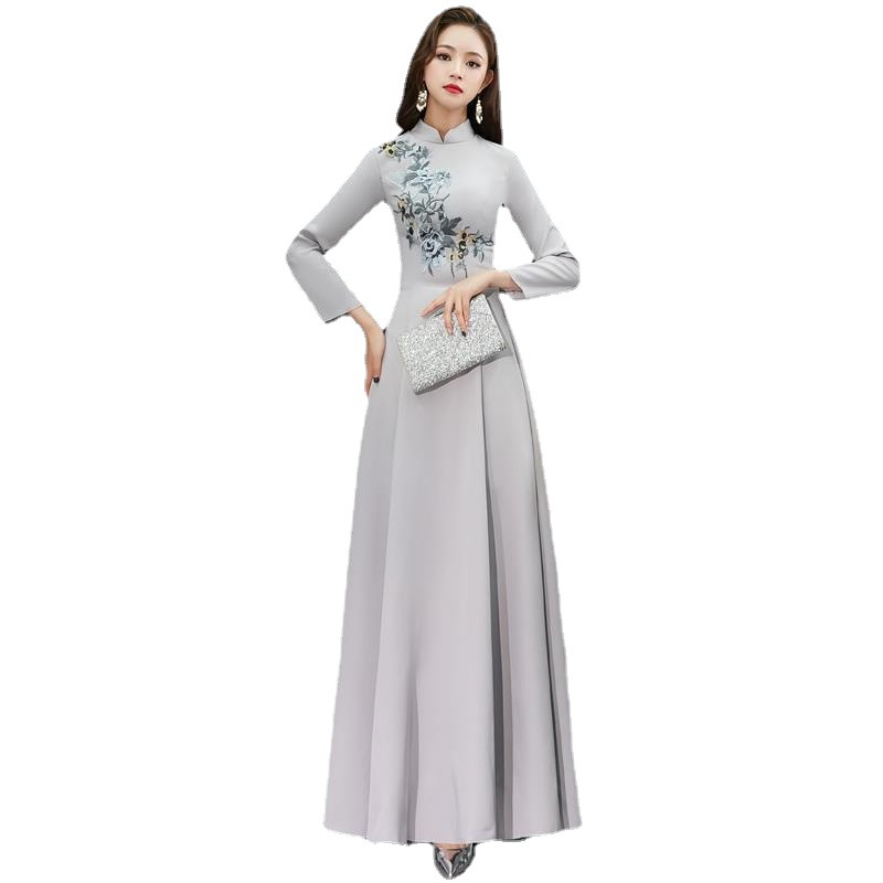 Cheongsam con bordado elaborado, nuevo estilo 2025, falda larga elegante y graciosa, cheongsam con dobladillo grande bordado por encima de la rodilla image 6
