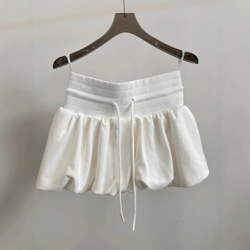 Design sense white floral semi-slip dress for girls, new American style summer petite sport A-line puff short dress pants