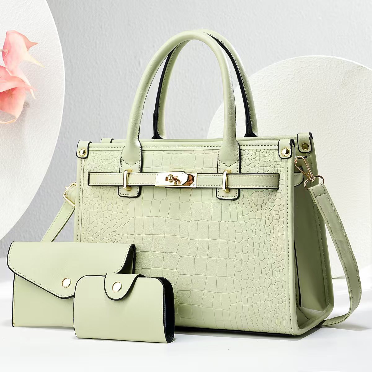Crocodile Pattern Single Shoulder Large Bag, Fashionable Crossbody Bag, Elegant Middle-Aged Handbag, Birthday Gift, High-Quality Crocodile Pattern