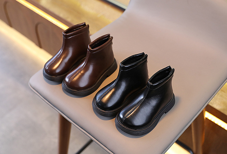 Botas martin infantis estilo britânico em couro macio_voghion.com