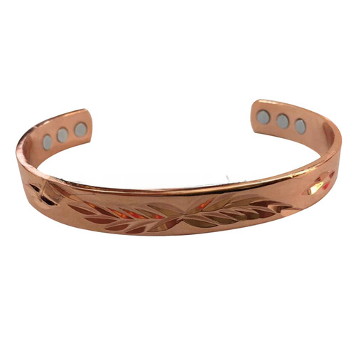 Amazon Men and Women Leaves Bracelet European and American Electroplated Rose Gold Open Bracelet Magnetic Health Bracelet Wholesale