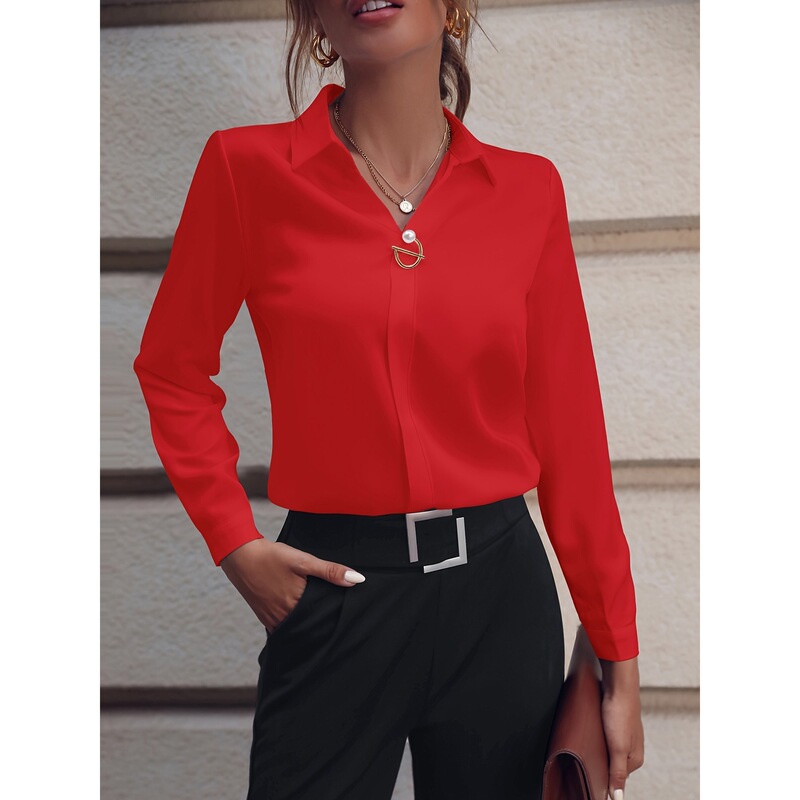 European and American Commuter Women's Shirts Versatile and Simple Amazon Solid Color Shirt Long-Sleeved Mid-Length Large Size Shirt White European and American Commuter Women's Shirts Versatile and Simple Amazon Solid Color Shirt Long-Sleeved Mid-Length Large Size Shirt White