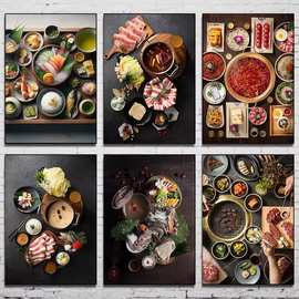 宴会火锅美食海报工厂一件代发高清喷绘装饰画外贸入仓货源Temu
