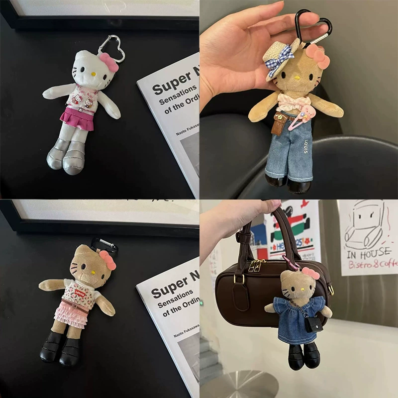 Милый длинноногий плюшевый котенок-подвеска для рюкзака, брелок, игрушка оптом