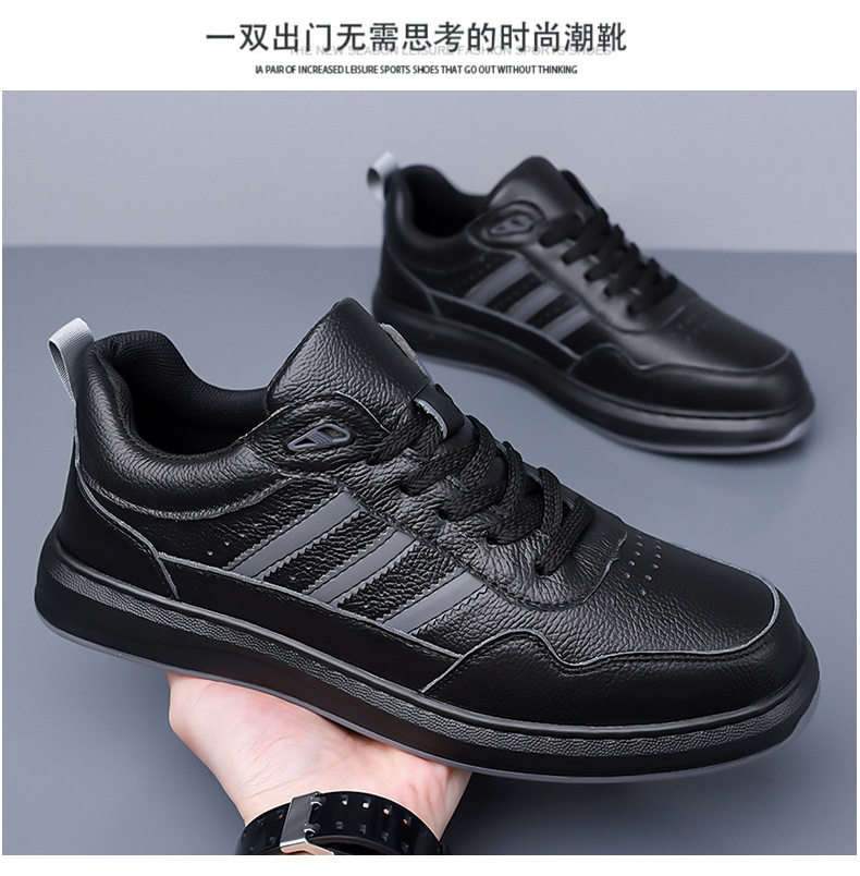 Giày sneaker nam da bò thật đế dày cổ thấp phong cách retro, giày thể thao thường ngày dây buộc — Giày sneaker Q2026 màu trắng, Giày ván Q2026 màu đen chi tiết 19