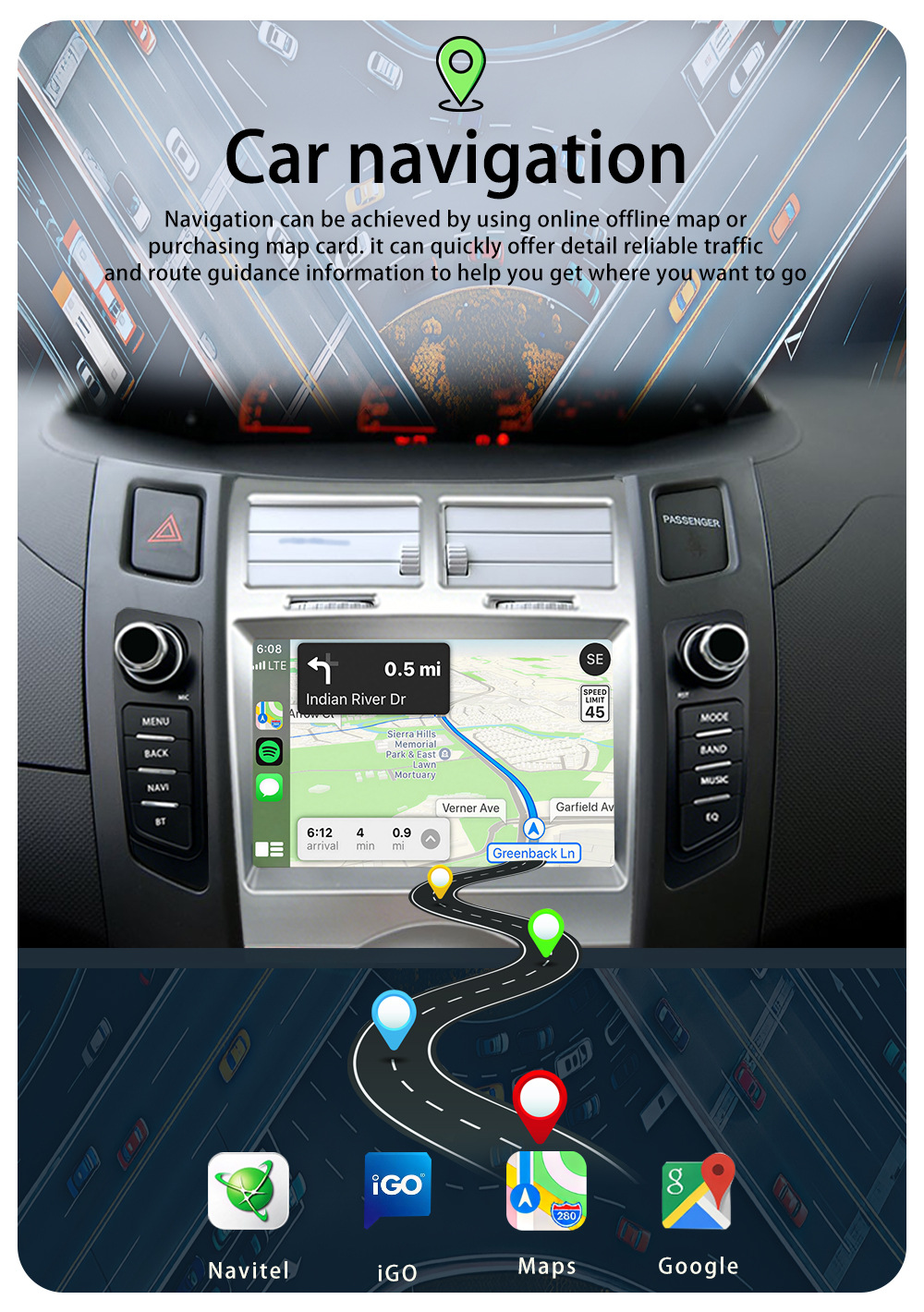 Suitable for Toyota Yaris Xp90Vitz Car Central Control Screen Bluetooth Navigation Reversing Image Radio