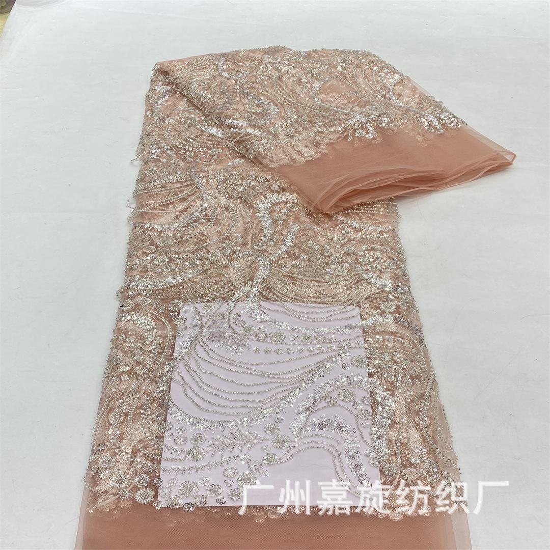 Inventario de alta calidad industria pesada lingüilla tela de boda banquete europea y americana vestido vestido de rendimiento tela