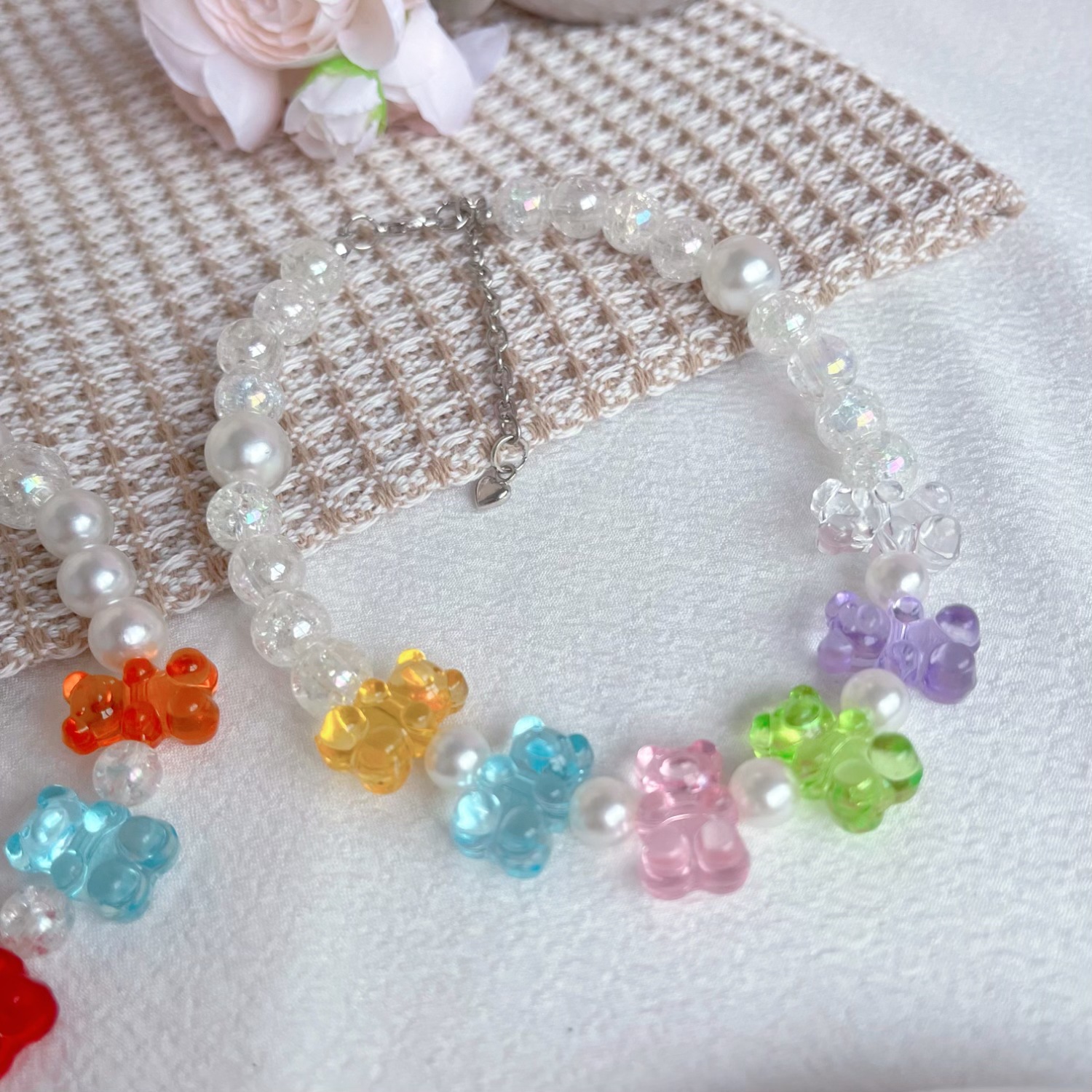 Hanfeng pet collar de perlas adorable panda collar de perlas gatos que panda collar de perros accesorios de dibujos animados