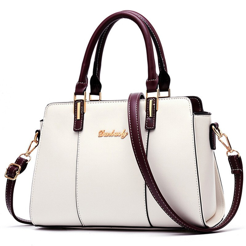 Square Shape Large Size Women's Large Pu Leather Letter Color Block Business Square Zipper Handbag