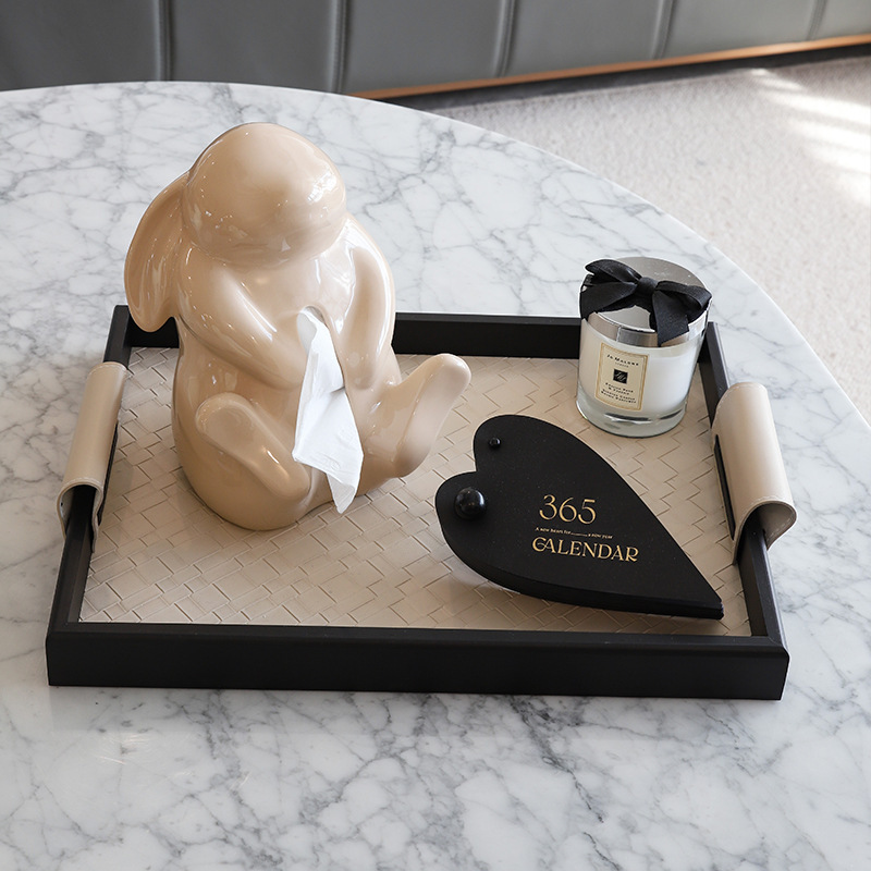 Leather Tray 1 Piece Perfume Key Storage Cosmetics Accessible Luxury Leather Aromatherapy Tray Leather Storage Tray