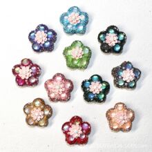 彩色星形软陶花朵带钻花珠穿孔散串珠 DIY手机挂件串珠笔饰品配件