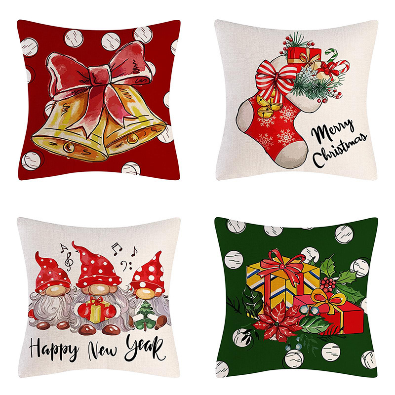 Fashion Christmas Tree Christmas Socks Letter Linen Pillow Cases display picture 3