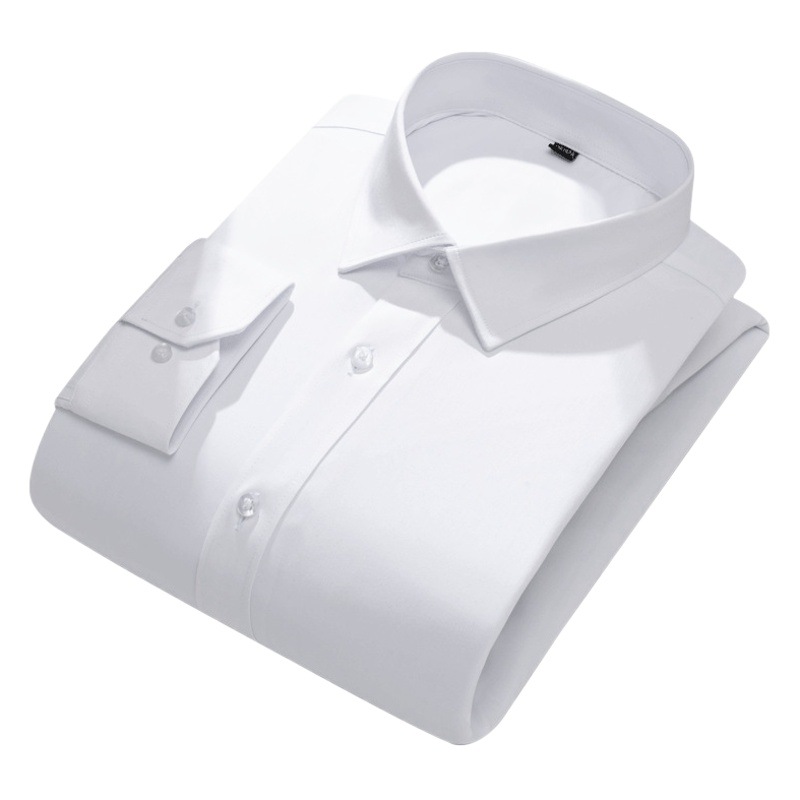Invierno de fibra de bambú camisa forrada de lana de los hombres de manga larga engrosada Anti-Arruga no planchar negocios ropa formal caliente camisa blanca hombres