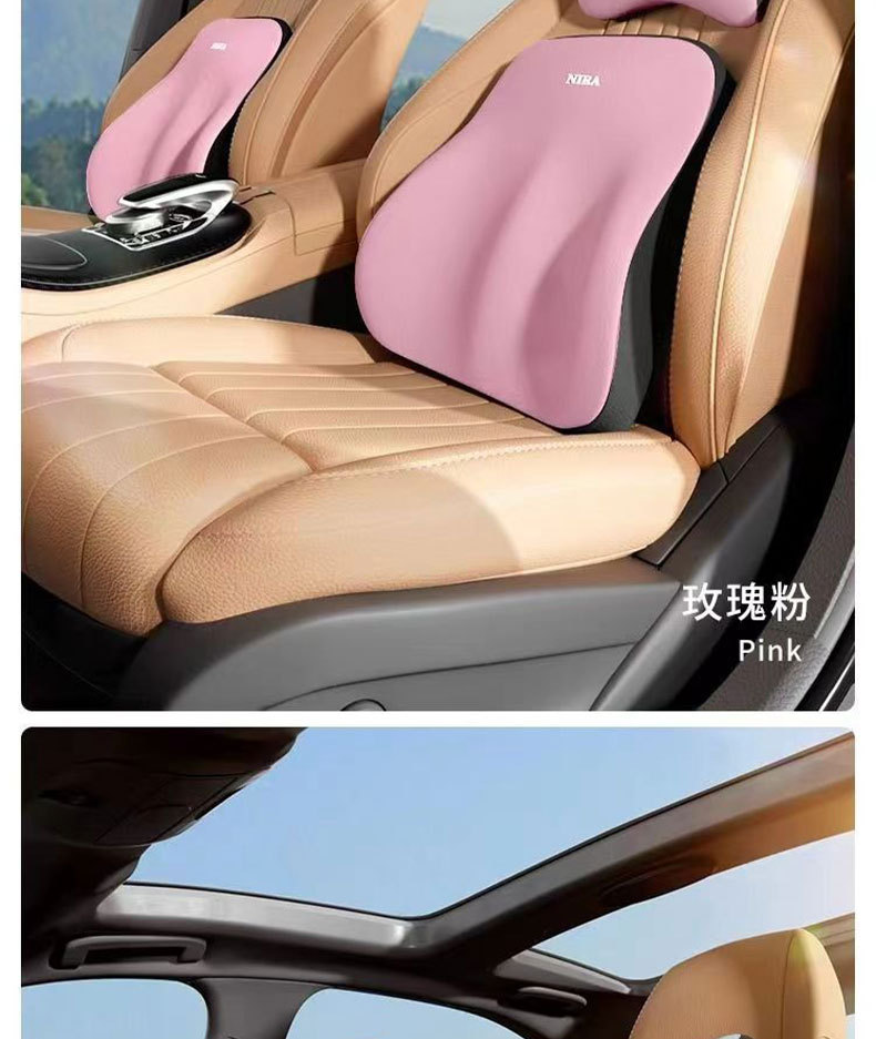 Car Headrest and Lumbar Support Memory Foam Car Cushion for Long Sitting, Neck and Waist Protection Pillow