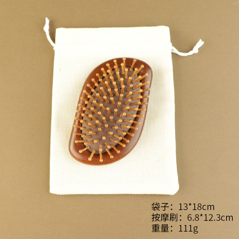 高档贵妃檀木气垫梳蓬松颅顶按摩头部经络木梳女专用小巧便携梳子|undefined